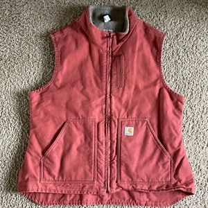 CARHARTT WOMEN'S RELAXED FIT WASHED DUCK SHERPA LINED MOCK NECK VEST